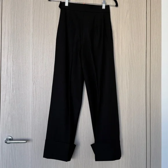 Aritzia wool black high rise pants with cuffed hem size 00 - excellent condition - Picture 4 of 8
